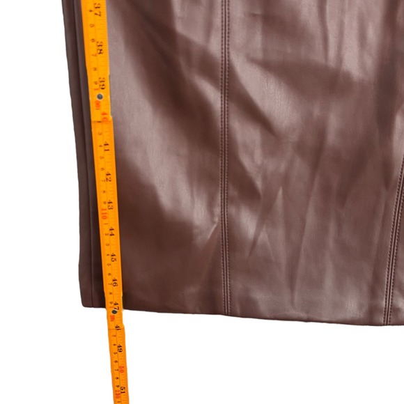 Oh‎ Polly Brown Faux Leather Strapless Maxi Dress with Slit - US 4 UK 8 - Picture 7 of 7